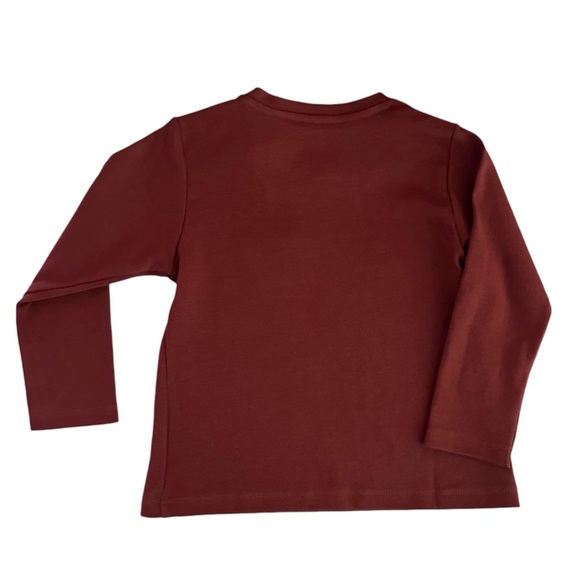 Wild Wawa Long Sleeve Pocket Tee Rust Contrast Kids Large 12-18 Months NWT - Picture 2 of 5